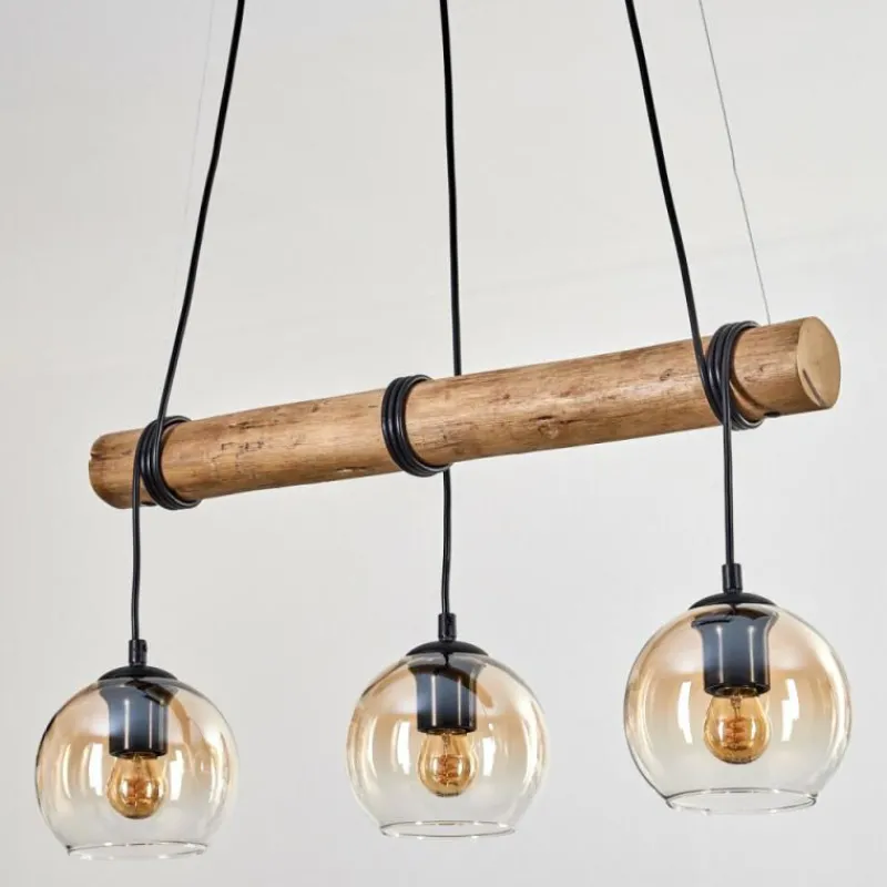 hofstein Koyoto Suspension, Boule lumineuse, Suspension Écru, Noir, 3 lumières