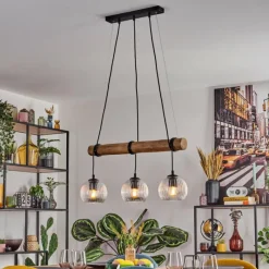 hofstein Koyoto Suspension, Boule lumineuse, Suspension Écru, Noir, 3 lumières