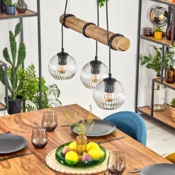 hofstein Koyoto Suspension, Boule lumineuse, Suspension Écru, Noir, 3 lumières