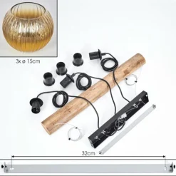 Lampes Dorées-hofstein Koyoto Suspension, Boule lumineuse, Suspension Écru, Noir, 3 lumières