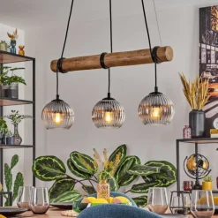 Suspension Verre Fumé-hofstein Koyoto Suspension, Boule lumineuse, Suspension Écru, Noir, 3 lumières