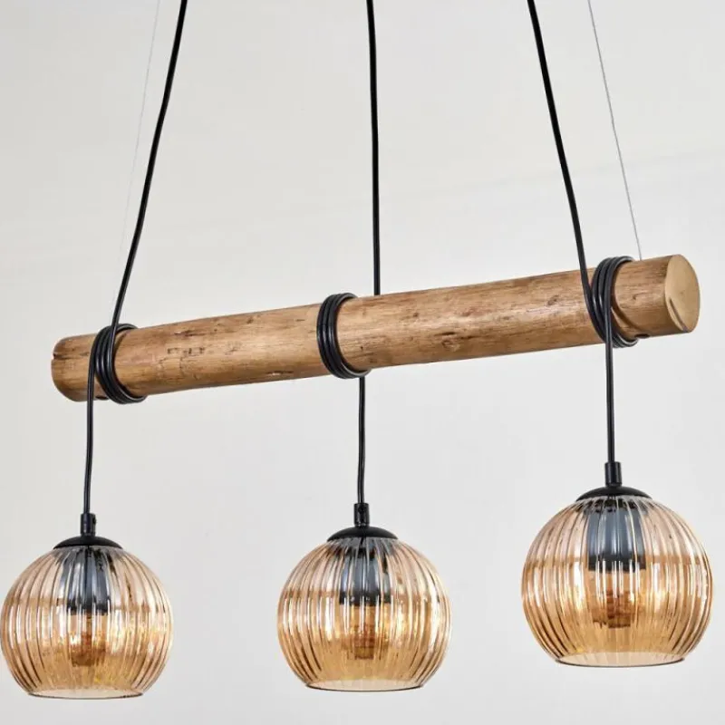 hofstein Koyoto Suspension, Boule lumineuse, Suspension Écru, Noir, 3 lumières