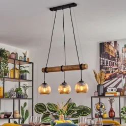 hofstein Koyoto Suspension, Boule lumineuse, Suspension Écru, Noir, 3 lumières