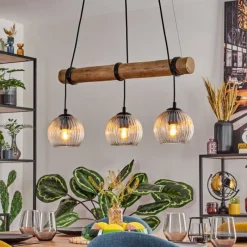 hofstein Koyoto Suspension, Boule lumineuse, Suspension Écru, Noir, 3 lumières