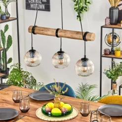 hofstein Koyoto Suspension, Boule lumineuse, Suspension Écru, Noir, 3 lumières