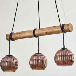 Style Boho-Chic-hofstein Koyoto Suspension, Boule lumineuse, Suspension Écru, Noir, 3 lumières