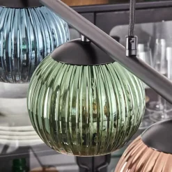 Lampes À Boules-hofstein Koyoto Suspension, Boule lumineuse, Suspension Bleu, Vert, Cuivré, 5 lumières