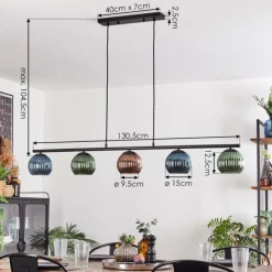 Lampes À Boules-hofstein Koyoto Suspension, Boule lumineuse, Suspension Bleu, Vert, Cuivré, 5 lumières