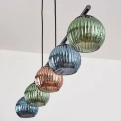 Lampes À Boules-hofstein Koyoto Suspension, Boule lumineuse, Suspension Bleu, Vert, Cuivré, 5 lumières