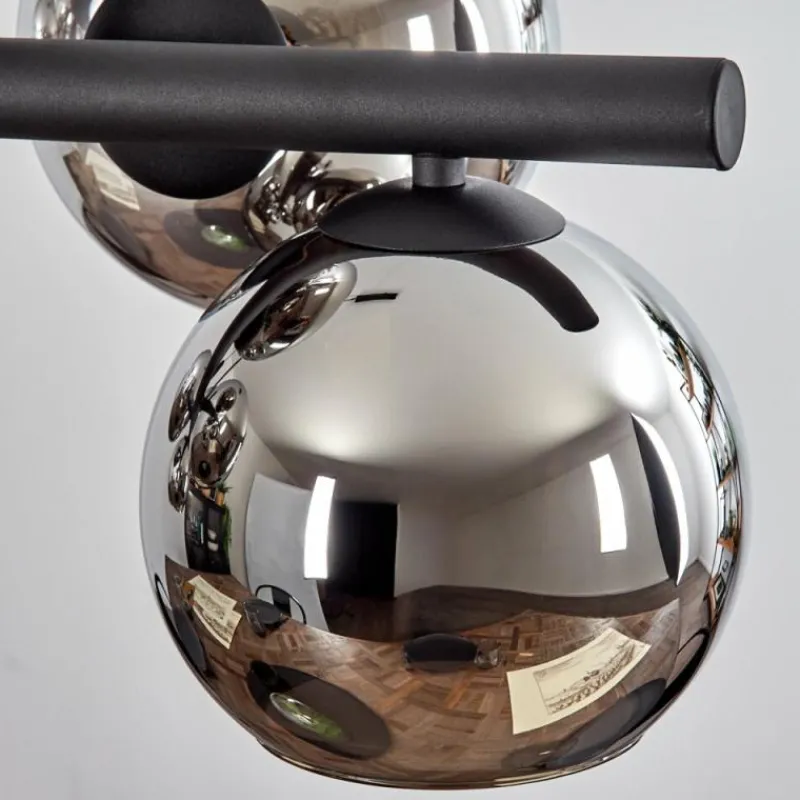 hofstein Koyoto Suspension, Boule lumineuse, Suspension Chrome, Fumé, 8 lumières