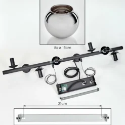 hofstein Koyoto Suspension, Boule lumineuse, Suspension Chrome, Fumé, 8 lumières