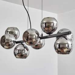 hofstein Koyoto Suspension, Boule lumineuse, Suspension Chrome, Fumé, 8 lumières