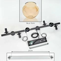 hofstein Koyoto Suspension, Boule lumineuse, Suspension Ambre, Fumé, 8 lumières
