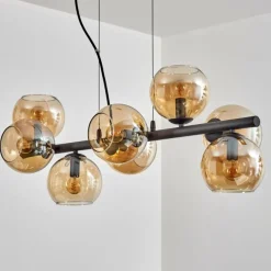 hofstein Koyoto Suspension, Boule lumineuse, Suspension Ambre, Fumé, 8 lumières
