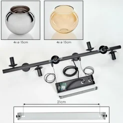 hofstein Koyoto Suspension, Boule lumineuse, Suspension Ambre, Chrome, Fumé, 8 lumières