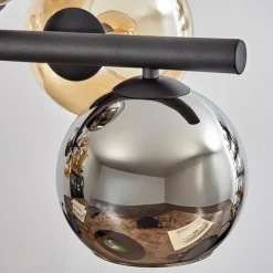 hofstein Koyoto Suspension, Boule lumineuse, Suspension Ambre, Chrome, Fumé, 8 lumières