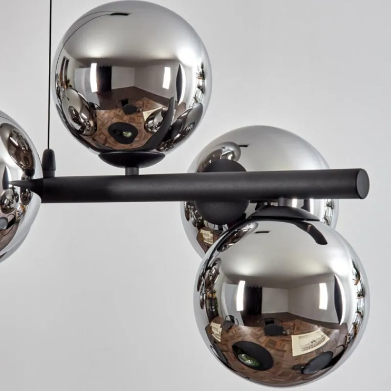 hofstein Koyoto Suspension, Boule lumineuse, Suspension Chrome, Fumé, 8 lumières