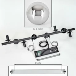hofstein Koyoto Suspension, Boule lumineuse, Suspension Chrome, Fumé, 8 lumières