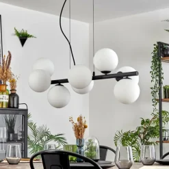 hofstein Koyoto Suspension, Boule lumineuse, Suspension Blanc, 8 lumières