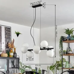 hofstein Koyoto Suspension, Boule lumineuse, Suspension Blanc, 8 lumières