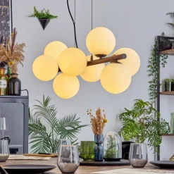 hofstein Koyoto Suspension, Boule lumineuse, Suspension Blanc, 8 lumières