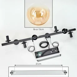 hofstein Koyoto Suspension, Boule lumineuse, Suspension Ambre, Clair, 8 lumières
