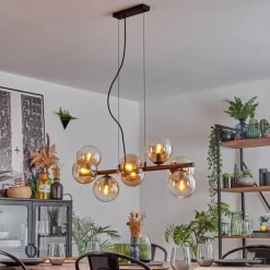 hofstein Koyoto Suspension, Boule lumineuse, Suspension Ambre, Clair, 8 lumières