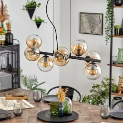 hofstein Koyoto Suspension, Boule lumineuse, Suspension Ambre, Clair, 8 lumières