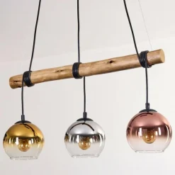 Lampes Dorées-hofstein Koyoto Suspension, Boule lumineuse, Suspension Écru, Noir, 3 lumières