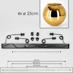 hofstein Koyoto Suspension, Boule lumineuse, Suspension Or, 4 lumières