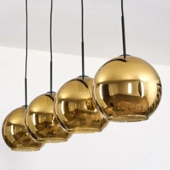 hofstein Koyoto Suspension, Boule lumineuse, Suspension Or, 4 lumières