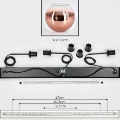 hofstein Koyoto Suspension, Boule lumineuse, Suspension Noir, 3 lumières
