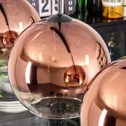 hofstein Koyoto Suspension, Boule lumineuse, Suspension Clair, Cuivré, 4 lumières