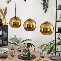 hofstein Koyoto Suspension, Boule lumineuse, Suspension Noir, 3 lumières