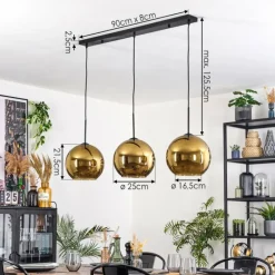 hofstein Koyoto Suspension, Boule lumineuse, Suspension Noir, 3 lumières