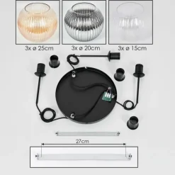 hofstein Koyoto Suspension, Boule lumineuse, Suspension Noir, 3 lumières