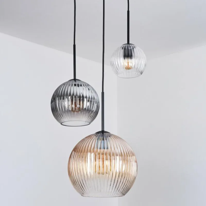 hofstein Koyoto Suspension, Boule lumineuse, Suspension Noir, 3 lumières