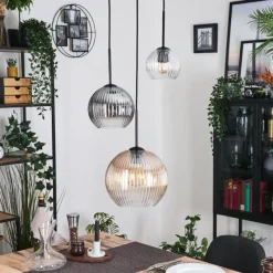 hofstein Koyoto Suspension, Boule lumineuse, Suspension Noir, 3 lumières