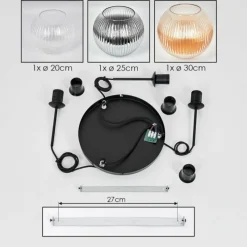 hofstein Koyoto Suspension, Boule lumineuse, Suspension 30 cm Noir, 3 lumières