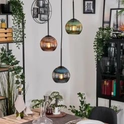 hofstein Koyoto Suspension, Boule lumineuse, Suspension Noir, 3 lumières