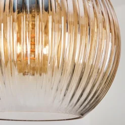 hofstein Koyoto Suspension, Boule lumineuse, Suspension Ambre, Clair, Fumé, 3 lumières