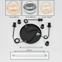 hofstein Koyoto Suspension, Boule lumineuse, Suspension Ambre, Clair, Fumé, 3 lumières