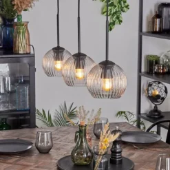 hofstein Koyoto Suspension, Boule lumineuse, Suspension Clair, 3 lumières