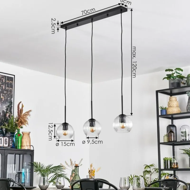 hofstein Koyoto Suspension, Boule lumineuse, Suspension Clair, 3 lumières