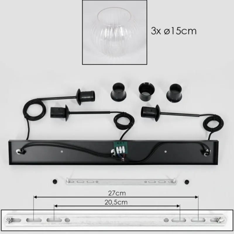 hofstein Koyoto Suspension, Boule lumineuse, Suspension Clair, 3 lumières