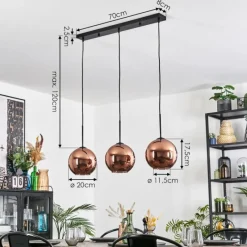 hofstein Koyoto Suspension, Boule lumineuse, Suspension Cuivré, 3 lumières