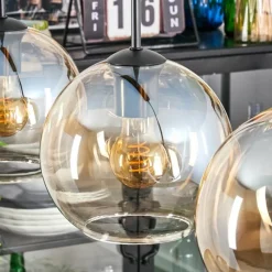 hofstein Koyoto Suspension, Boule lumineuse, Suspension Ambre, Clair, 3 lumières