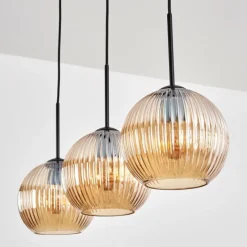 Lampes Vintages & Rétros-hofstein Koyoto Suspension, Boule lumineuse, Suspension Ambre, 3 lumières