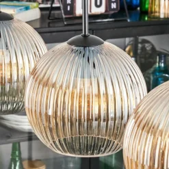 hofstein Koyoto Suspension, Boule lumineuse, Suspension Ambre, Clair, 3 lumières