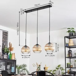 hofstein Koyoto Suspension, Boule lumineuse, Suspension Ambre, Clair, 3 lumières